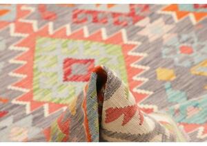 Tappeto Kilim Geometrico Grigio Arancione 203x317 Cm