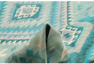 Tappeto Kilim Geometrico Turchese Azzurro 203x306 Cm