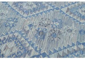 Tappeto Kilim Geometrico Blu Azzurro 204x281 Cm