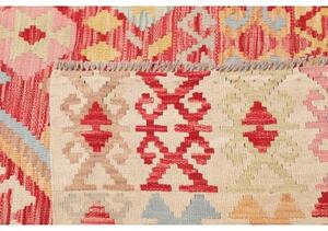 Tappeto Kilim Geometrico Rosso Avorio 206x311 Cm