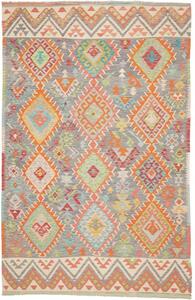 Tappeto Kilim Geometrico Grigio Arancione 203x317 Cm