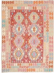 Tappeto Kilim Geometrico Rosso Mattone Beige 176x238 Cm