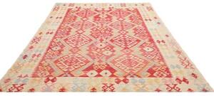 Tappeto Kilim Geometrico Rosso Avorio 206x311 Cm