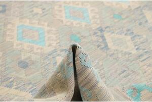 Tappeto Kilim Geometrico Grigio Azzurro 265x288 Cm