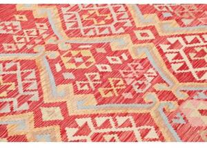 Tappeto Kilim Geometrico Rosso Avorio 206x311 Cm