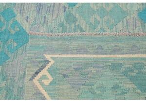 Tappeto Kilim Geometrico Turchese Azzurro 305x399 Cm