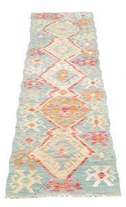 Tappeto Kilim Stilizzato Azzurro Multicolore Corsia 53x241 Cm