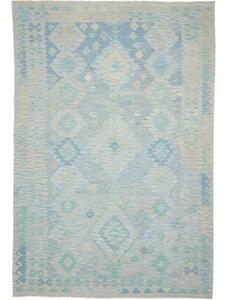 Tappeto Kilim Geometrico Azzurro Beige 199x293 Cm