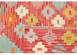 Tappeto Kilim Geometrico Rosso Multicolore Corsia 87x238 Cm