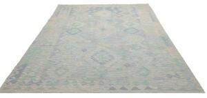 Tappeto Kilim Geometrico Azzurro Beige 199x293 Cm