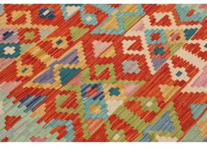 Tappeto Kilim Geometrico Rosso Azzurro 128x167 Cm