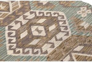 Tappeto Kilim Geometrico Verde Petrolio Marrone Corsia 88x295 Cm