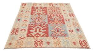 Tappeto Kilim Geometrico Avorio Rosso 123x177 Cm