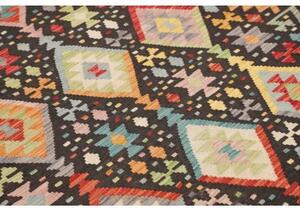 Tappeto Kilim Geometrico Nero Multicolore 177x241 Cm