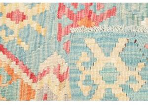 Tappeto Kilim Stilizzato Azzurro Multicolore Corsia 53x241 Cm