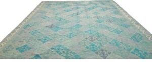 Tappeto Kilim Geometrico Turchese Azzurro 305x399 Cm