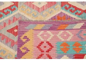 Tappeto Kilim Geometrico Rosa Antico Multicolore 306x383 Cm