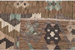 Tappeto Kilim Geometrico Marrone Azzurro Corsia 81x297 Cm