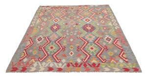 Tappeto Kilim Geometrico Grigio Multicolore 154x193 Cm