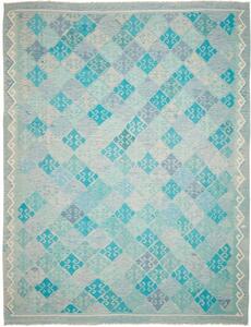 Tappeto Kilim Geometrico Turchese Azzurro 305x399 Cm