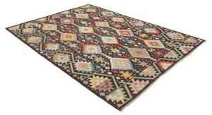 Tappeto Kilim Geometrico Nero Multicolore 177x241 Cm