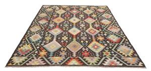 Tappeto Kilim Geometrico Nero Multicolore 177x241 Cm