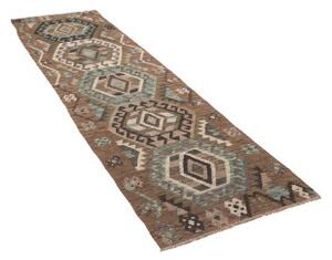 Tappeto Kilim Geometrico Marrone Azzurro Corsia 81x297 Cm