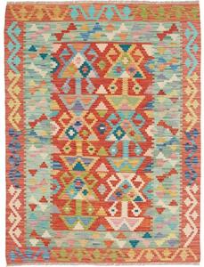 Tappeto Kilim Geometrico Rosso Azzurro 128x167 Cm