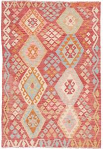 Tappeto Kilim Geometrico Rosso Multicolore 120x178 Cm