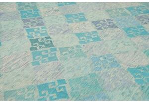 Tappeto Kilim Geometrico Turchese Azzurro 305x399 Cm