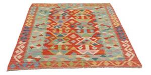 Tappeto Kilim Geometrico Rosso Azzurro 128x167 Cm