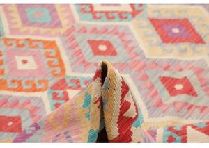 Tappeto Kilim Geometrico Rosa Antico Multicolore 306x383 Cm