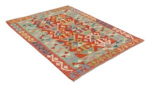 Tappeto Kilim Geometrico Rosso Azzurro 128x167 Cm