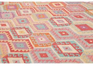Tappeto Kilim Geometrico Rosa Antico Multicolore 306x383 Cm