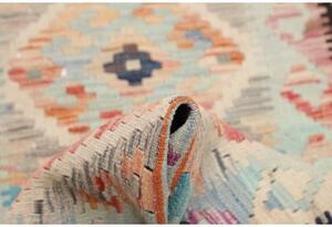 Tappeto Kilim Geometrico Azzurro Avorio Corsia 62x193 Cm