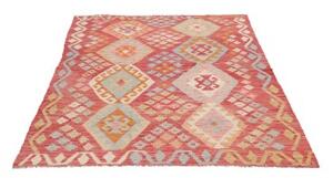 Tappeto Kilim Geometrico Rosso Multicolore 120x178 Cm