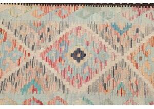Tappeto Kilim Geometrico Azzurro Avorio Corsia 62x193 Cm