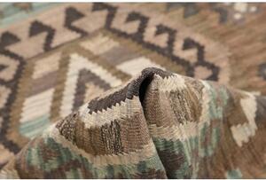 Tappeto Kilim Geometrico Marrone Azzurro Corsia 81x297 Cm