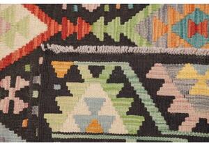 Tappeto Kilim Geometrico Nero Multicolore 177x241 Cm