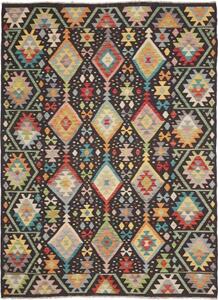 Tappeto Kilim Geometrico Nero Multicolore 177x241 Cm