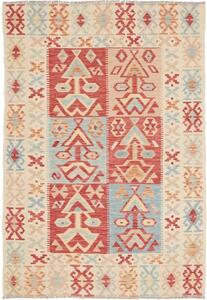 Tappeto Kilim Geometrico Avorio Rosso 123x177 Cm