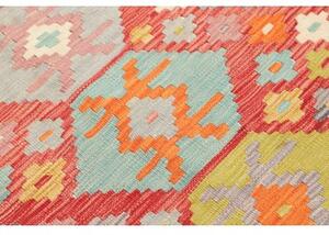 Tappeto Kilim Geometrico Rosso Multicolore Corsia 87x238 Cm