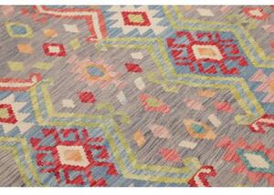 Tappeto Kilim Geometrico Grigio Multicolore 154x193 Cm