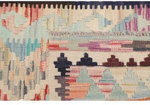 Tappeto Kilim Geometrico Azzurro Avorio Corsia 62x193 Cm