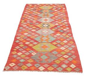 Tappeto Kilim Geometrico Rosso Multicolore Corsia 87x238 Cm