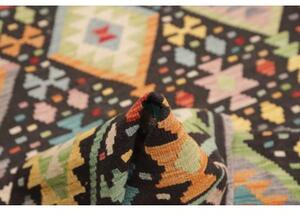 Tappeto Kilim Geometrico Nero Multicolore 177x241 Cm