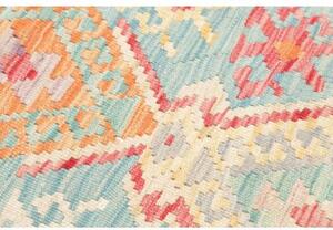 Tappeto Kilim Stilizzato Azzurro Multicolore Corsia 53x241 Cm