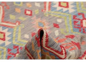 Tappeto Kilim Geometrico Grigio Multicolore 154x193 Cm