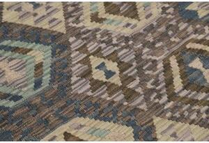 Tappeto Kilim Geometrico Marrone Verde Acqua 109x144 Cm