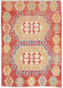 Tappeto Kilim Stilizzato Rosso Avorio 104x146 Cm